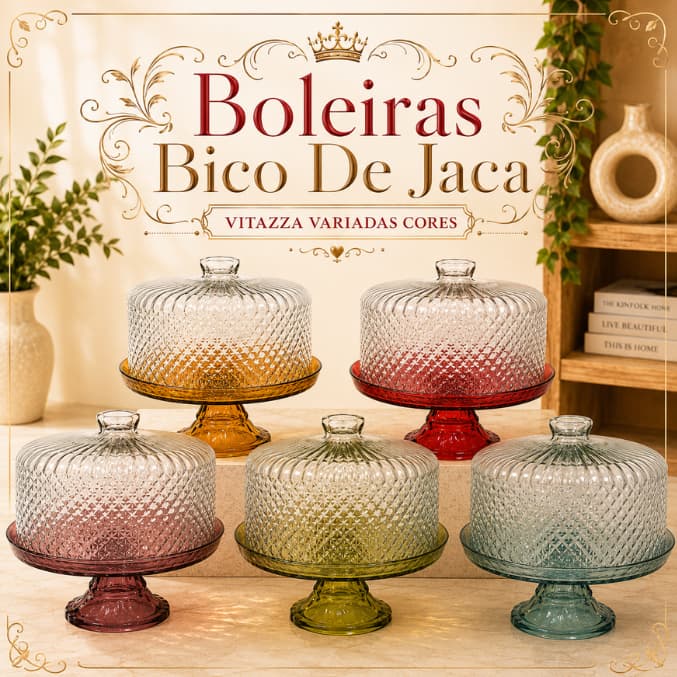 Boleiras Bico De Jaca 28cm com Pé Cores Variadas Vitazza–Porta Bolo Decorativa Texturizada Elegante