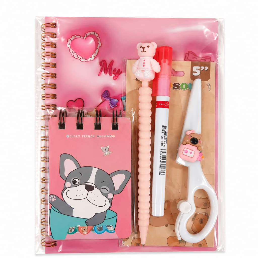 Kit Papelaria Surpresa 5 Peças Infantil Itens Aleatórios