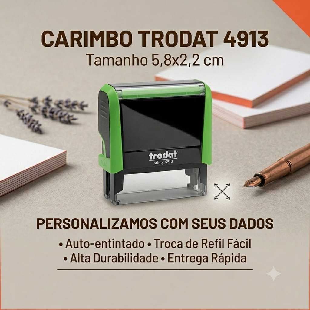 Carimbo Personalizado Trodat 4913 Automático Nome CNPJ Razão Social