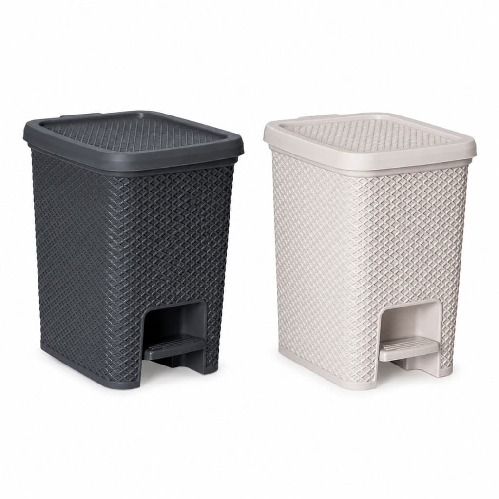 Lixeira 6 Litros com Pedal Ratã Sintético Trançado Banheiro Cozinha Casa Elegante