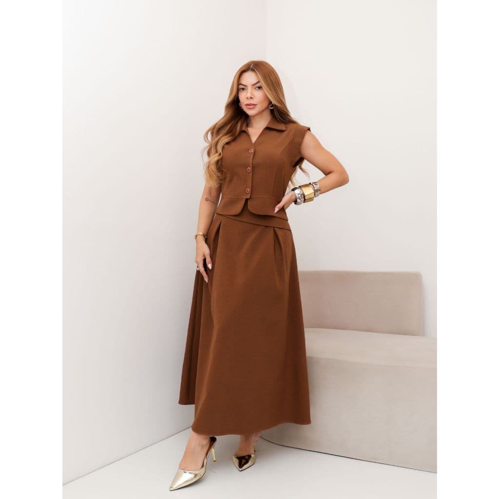 SM Conjunto Feminino Alfaiataria Elegante | Moda Social Chic e Sofisticada Ref Y-127