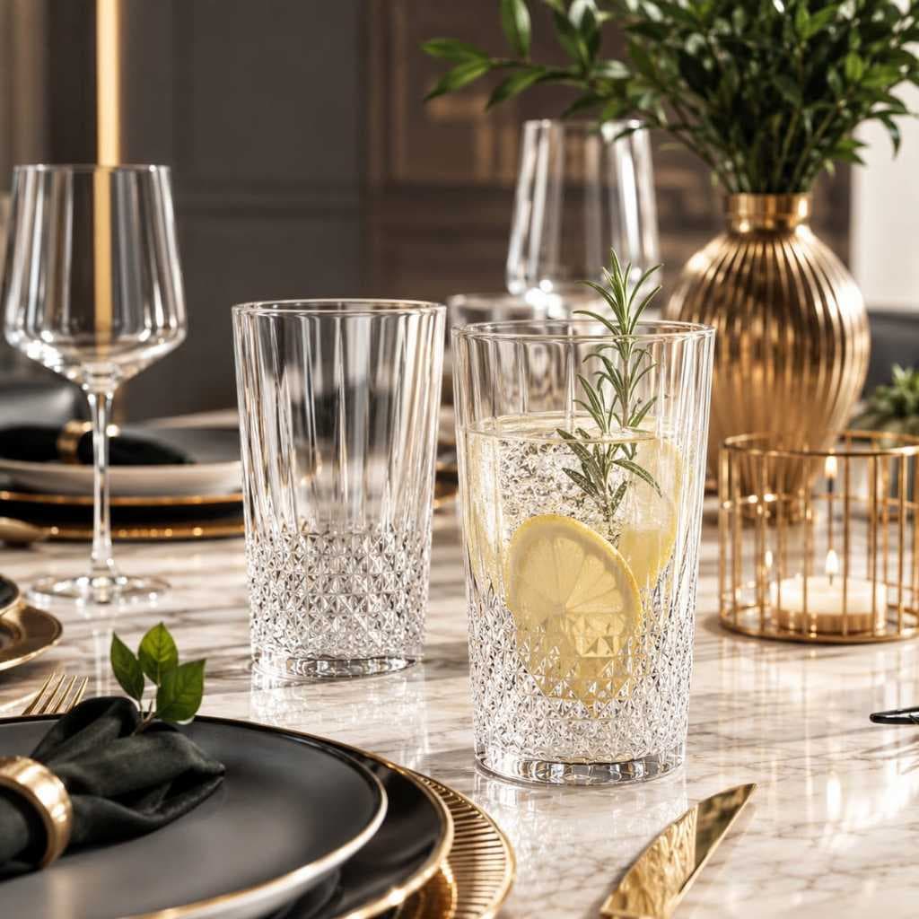 Jogo de 6 Copos Vidro Transparente 280ml Moderno e Elegante Água Suco