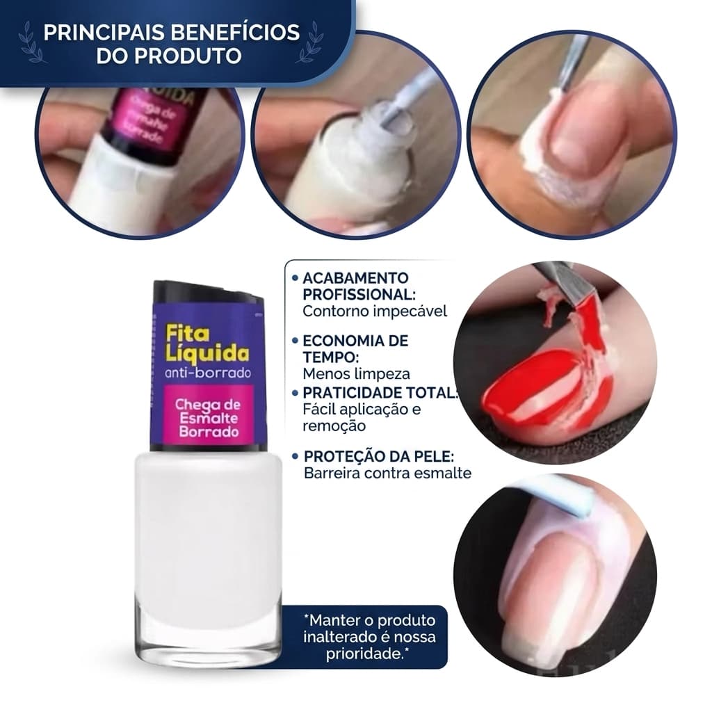 Fita Líquida Para Unhas Proteção E Limpeza Fácil Manicure Profissional (Frasco 10ml) Cora