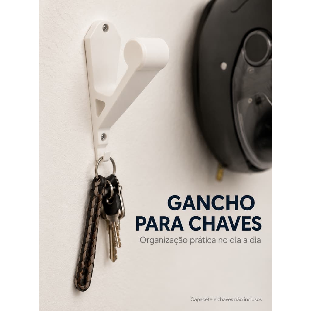 Suporte de Parede para Capacete Moto com Gancho para Chaves e Jaqueta - Kit 1 a 5 Organizador Sem Furar