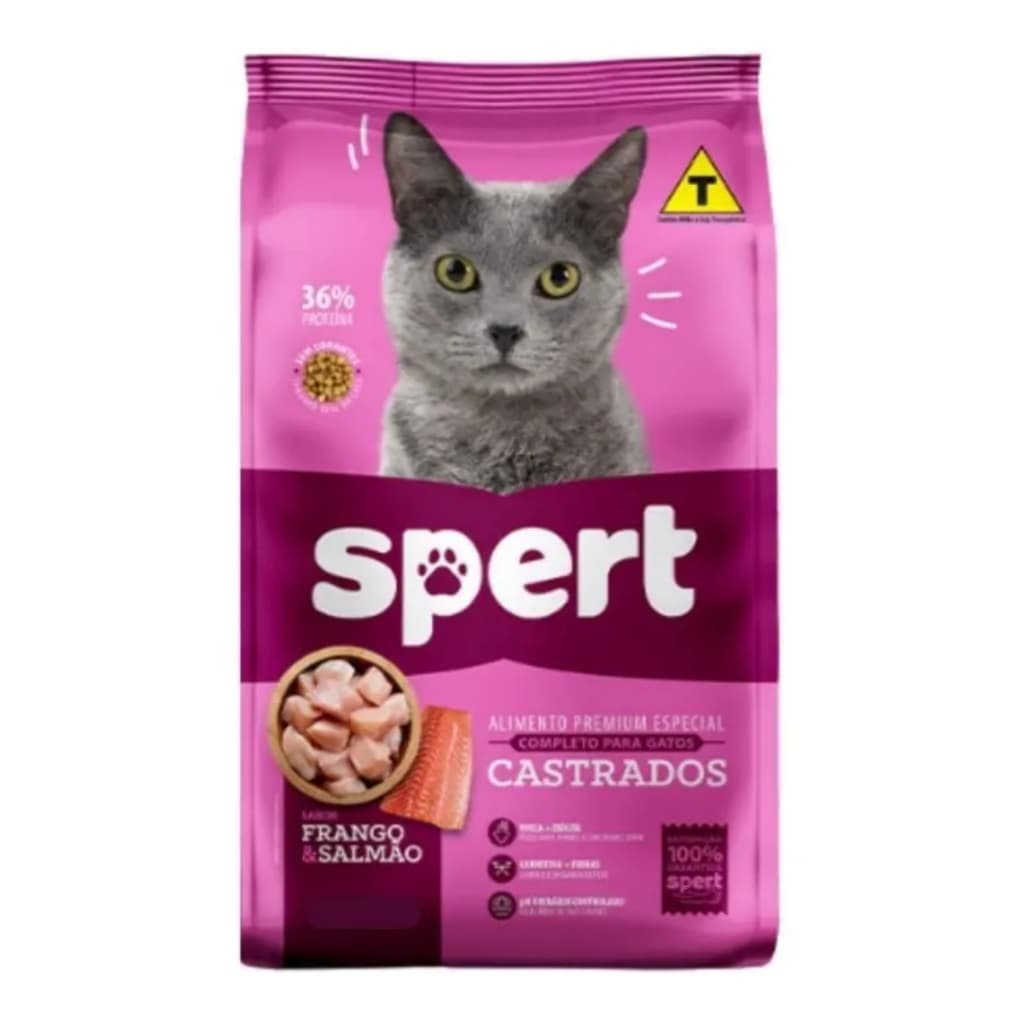 🐱 Ração Spert Premium Gatos Castrados Frango e Salmão 10,1kg 🐟