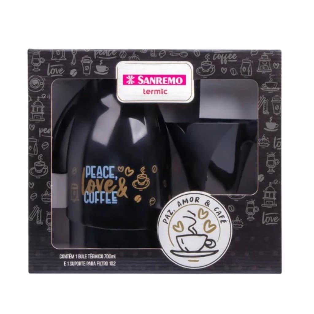 Garrafa Térmica/bule 700ml Suporte E Filtro Café Sanremo Cor Preto