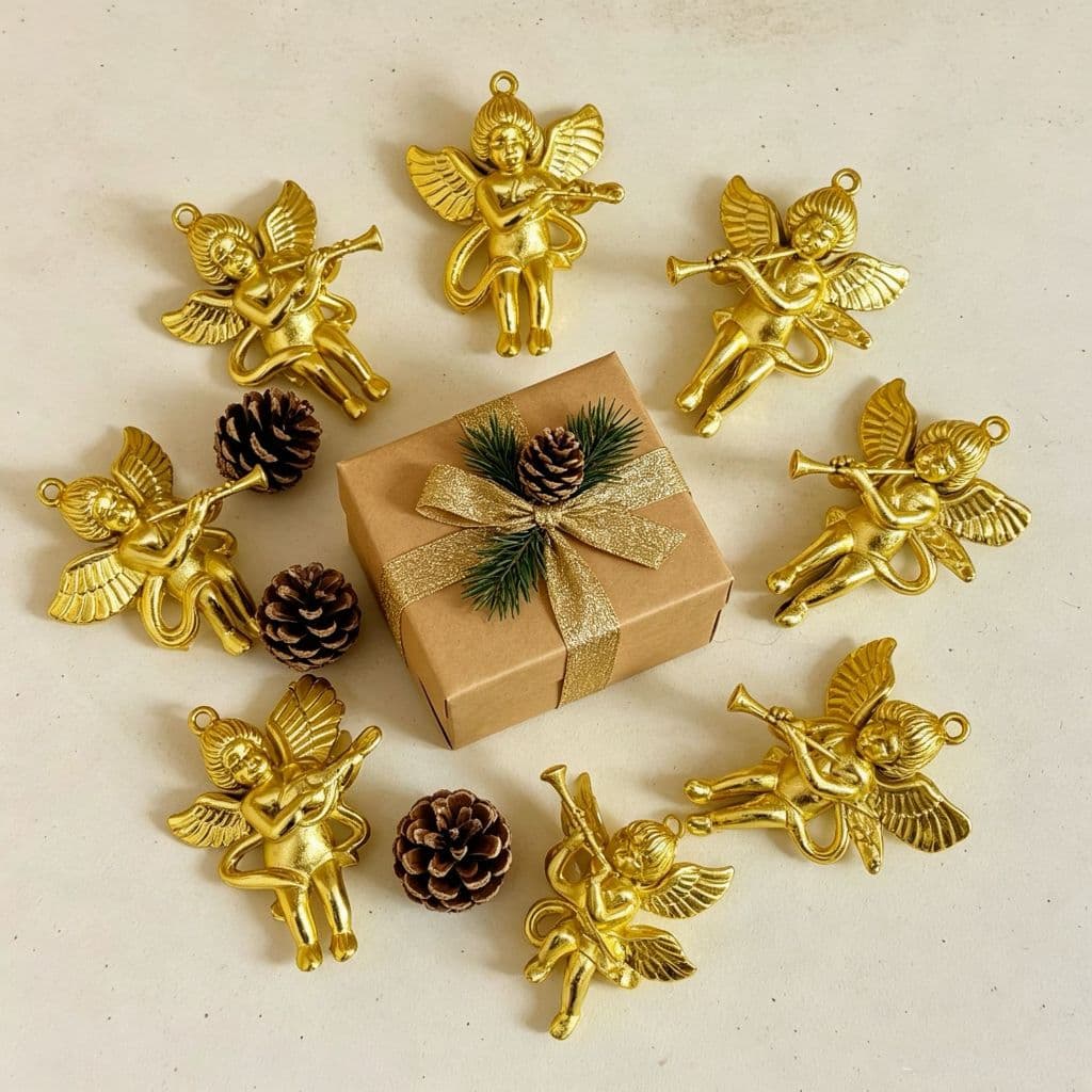 Kit 12/24 pcs Enfeite De Natal Pendurado Anjo Prata Ou Dourado Para Árvore Decoração 5CM