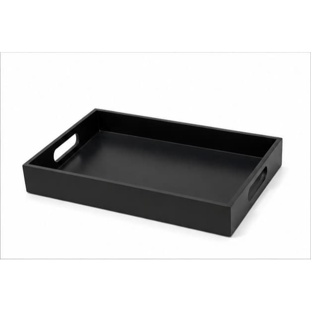 Bandeja Decorativa Preta MDF 35x25cm com Alças | Porta Perfumes, Organizador para Lavabo e Banheiro