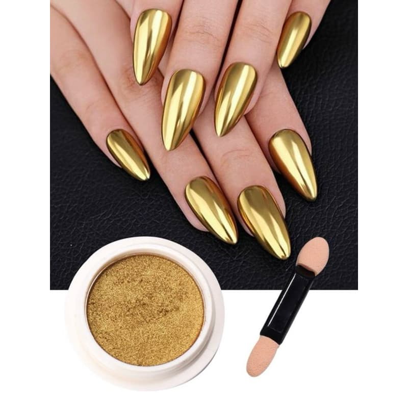 Pó Cromo Metalizado Unhas dourado