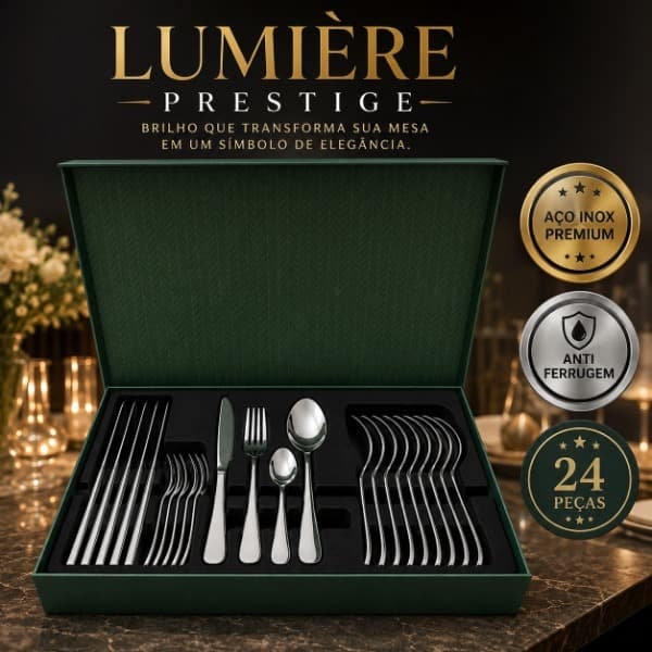 Conjunto Premium de 24 Talheres em Aço Inox - Lumière Prestige™