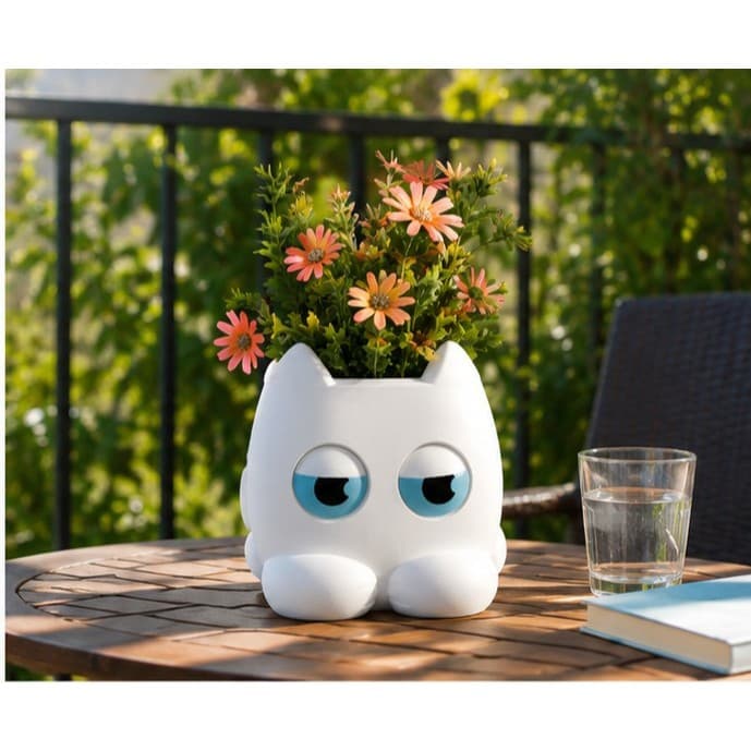 Vaso Autoirrigável Gato para Plantas Flores Suculentas Cachepot Decorativo Jardim com Indicador de Nível de Água