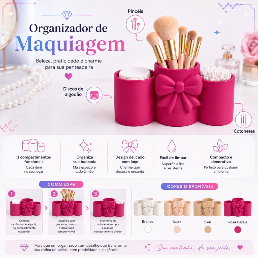 Organizador de Pincéis e Maquiagem