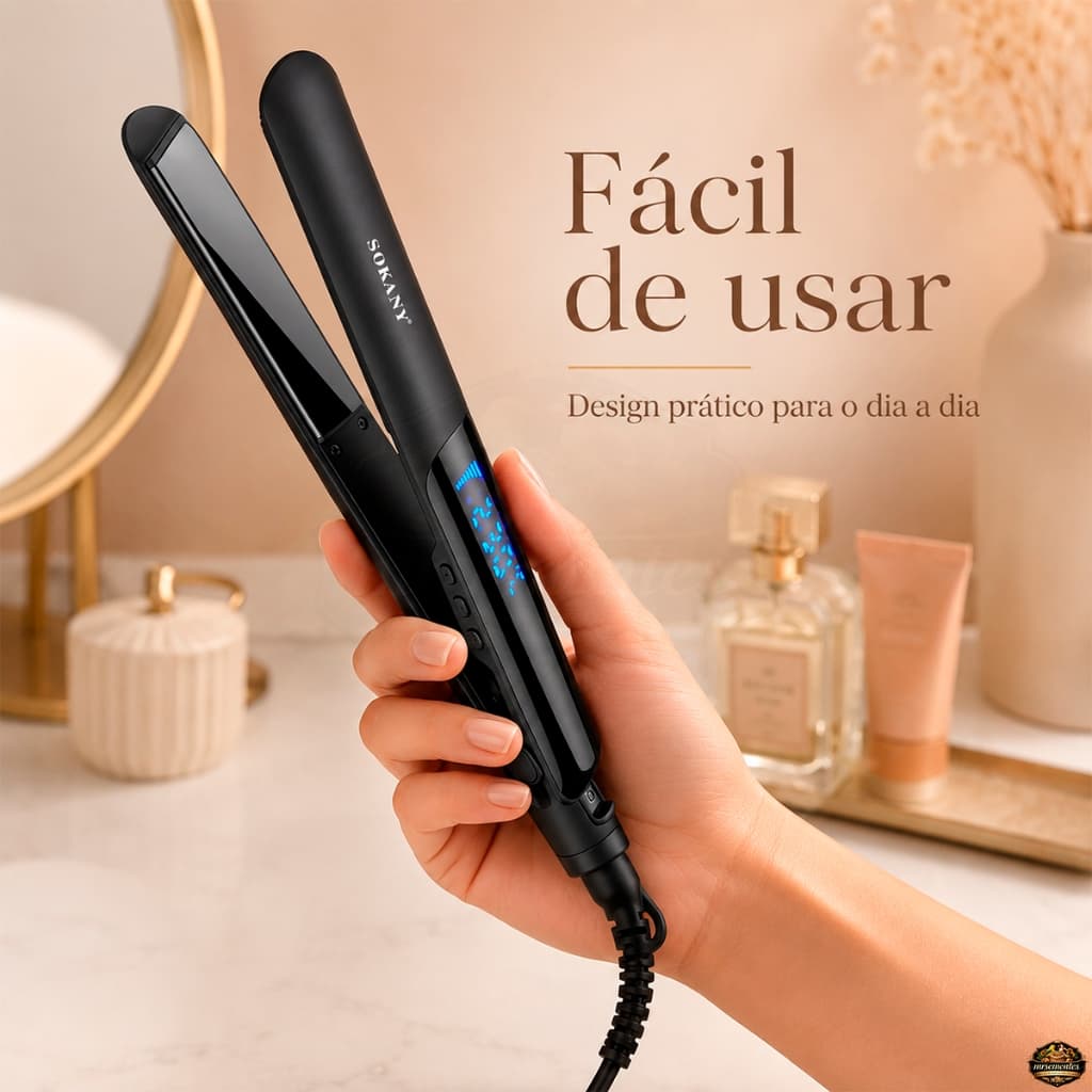 Chapinha Prancha Alisadora De Cabelo Profissional Bivolt Titanium Aquecimento Rapido 230 Graus