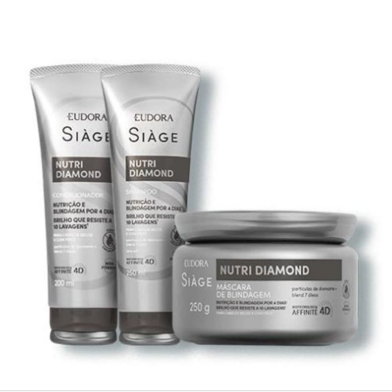 Combo Siage Eudora Nutri Diamond (3 itens) Shampoo+ Condicionador+ Máscara de Blindagem