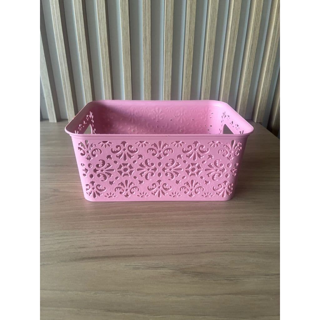 KIT com 4 Cesto Sem Tampa - Cesta Oriental Rosa -  3,5 LITROS – Cestinha Organizador Estilo Organizadora Multiuso Rosa