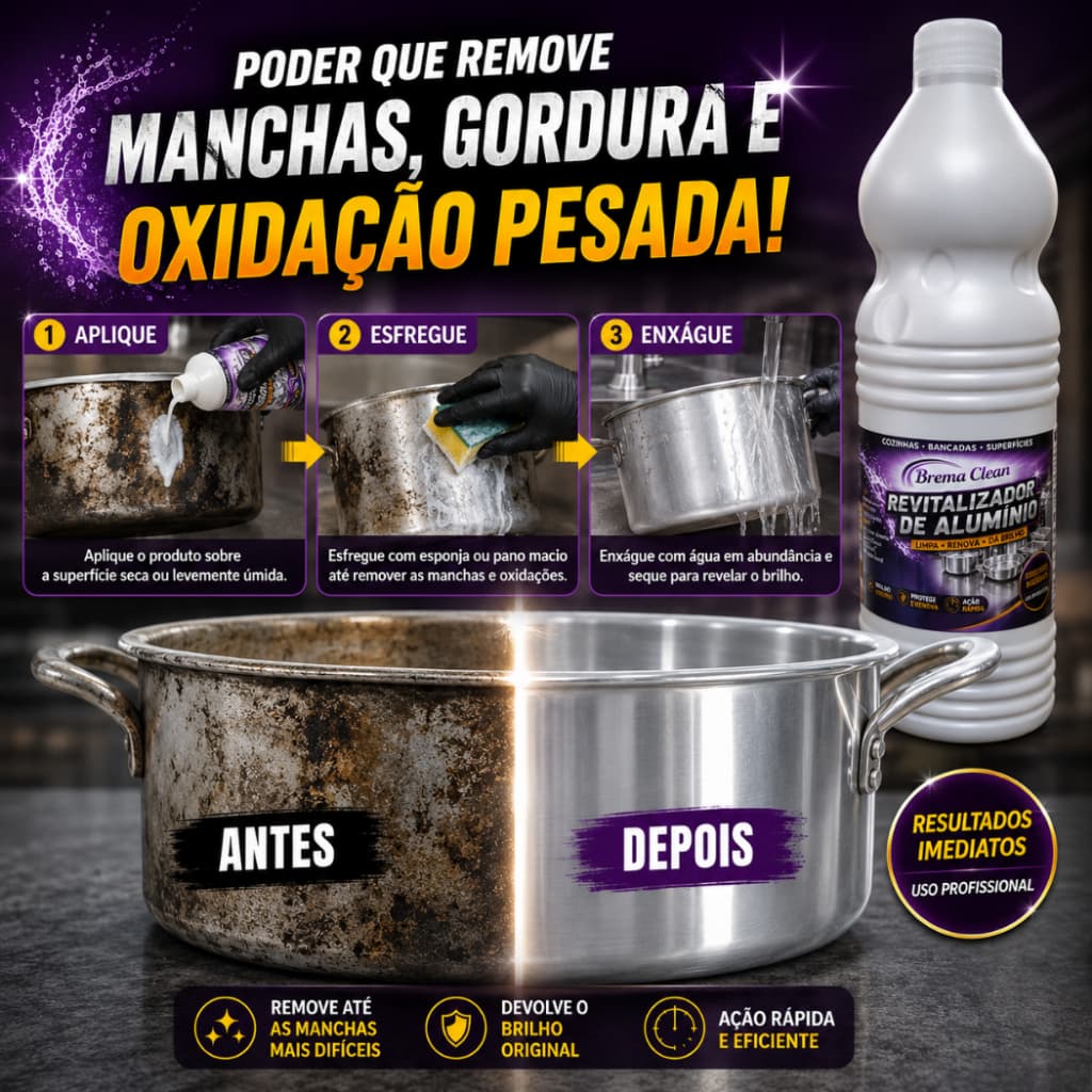 Revitalizador de Panelas e alumínio Remove Oxidação E Devolve O Brilho- BremaClean