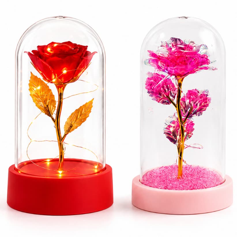 Flor Artificial Eternas Luz Com Led Em Vidro Plástico , Presentes, Dia Dos Namorados , Aniversário