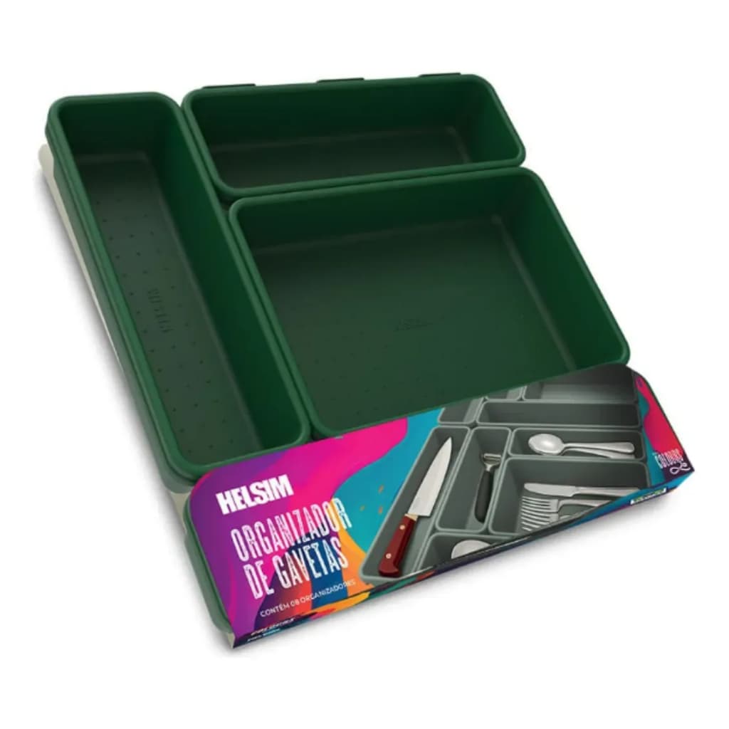Organizador de Gavetas Helsim 8 Peças Multiuso Modular Separador de Objetos