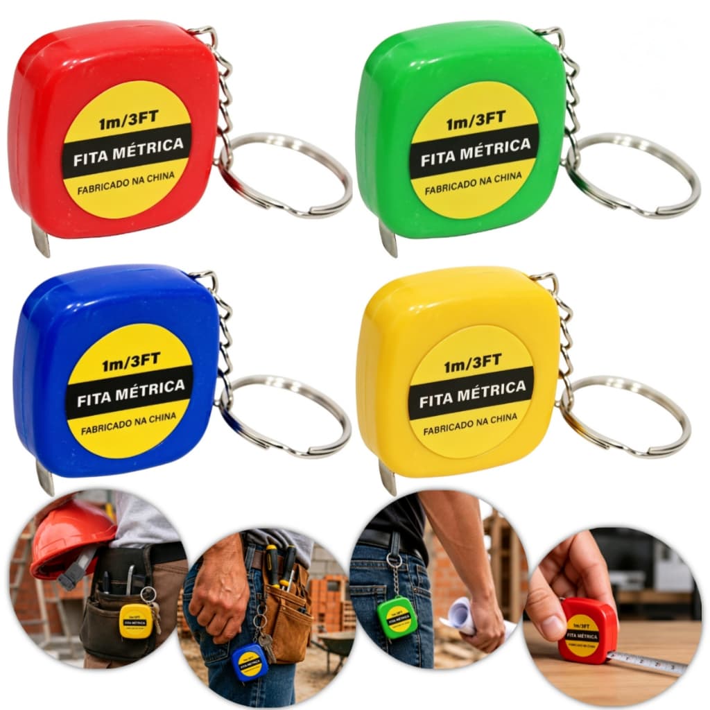 Mini Chaveiro Trena Fita Métrica 1 Metro Plástico