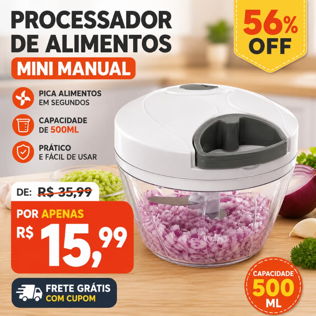Processador de alimentos Mini manual de 500ml