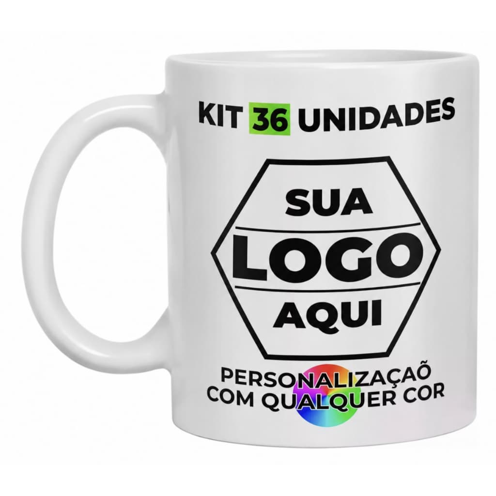 Kit 36 Canecas Personalizada Com Logo Marca Cerâmica 325ml