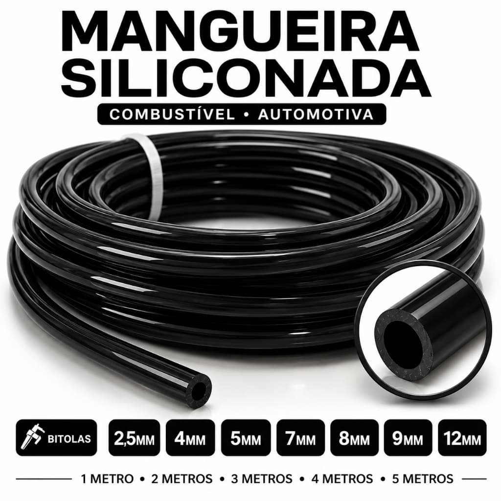 1 à 5 Metros Mangueira Siliconada Flexivel Preta Transparente Combustivel Gasolina Carro  Automotiva
