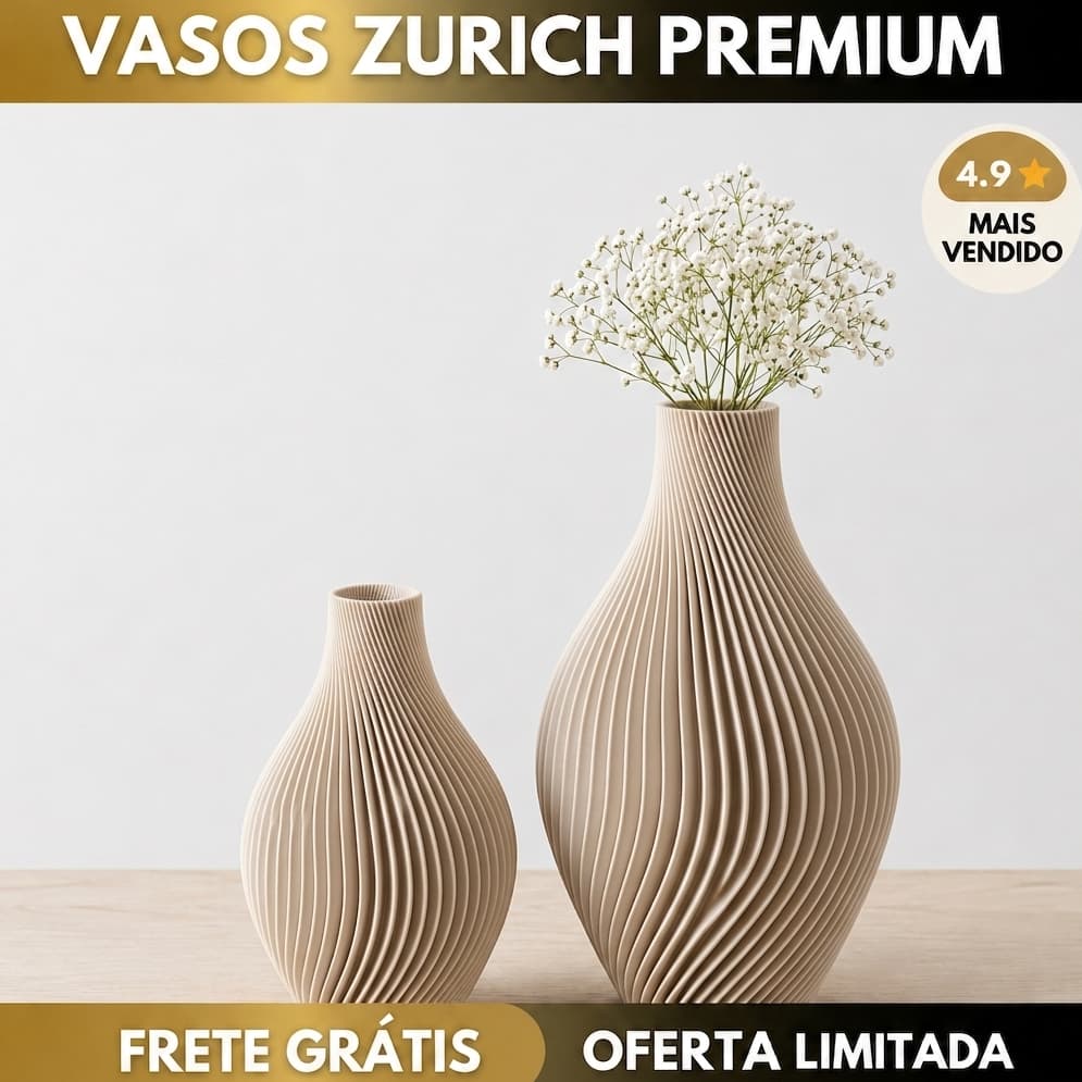 Promoção Vasos Decorativos Zurich Moderno Ondulado Minimalista Decoração Sala Escritório Recepção Impressão 3D Presente