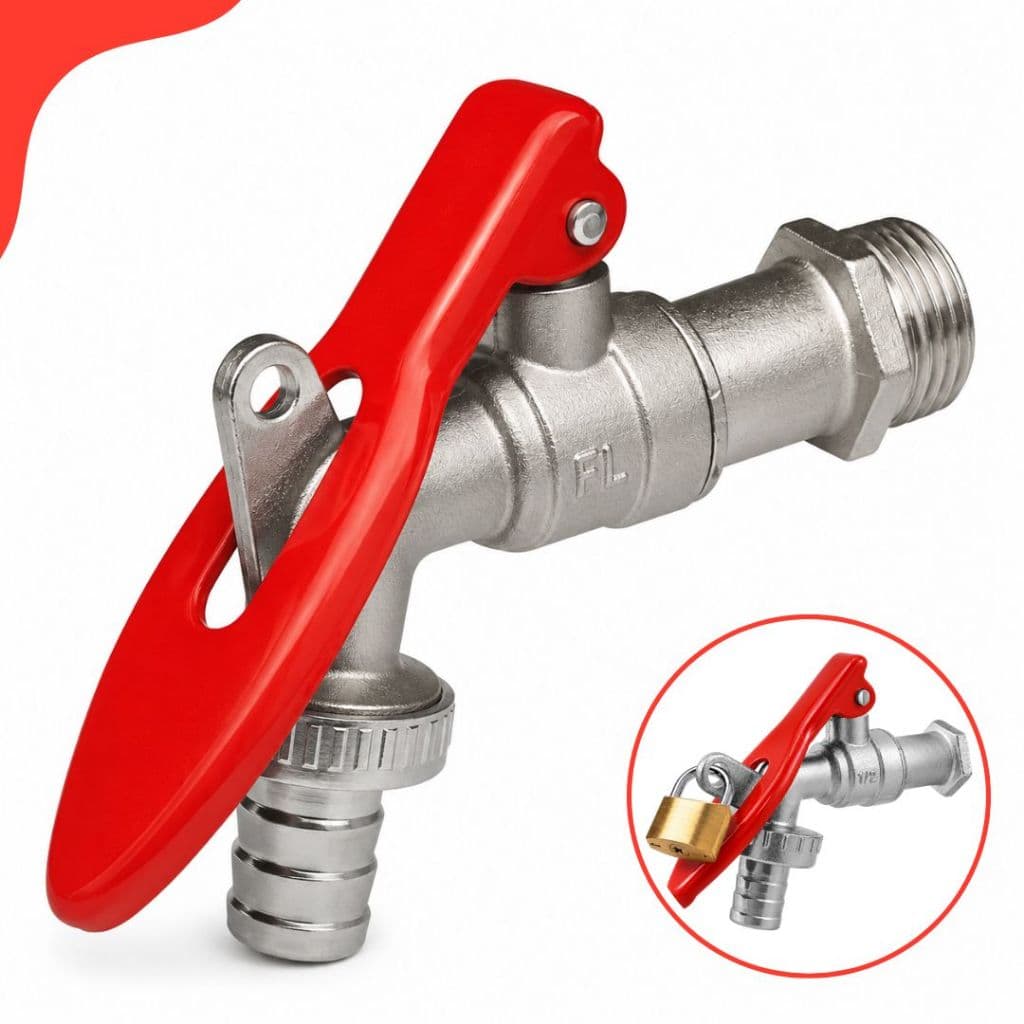 Torneira Esfera Porta Cadeado Metal Saída 3/4 – Uso em Jardim, Quintal e Lavanderia