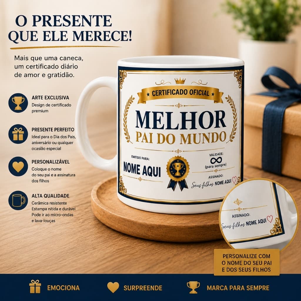 Caneca Personalizada com Nome Presente Dia dos Pais