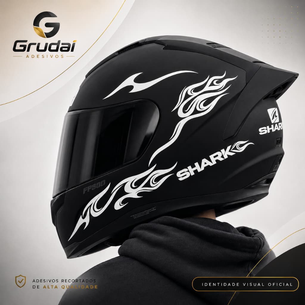 Adesivo Para Capacete De Motocicleta , Logotipo De Tubarão , Decalque De Vinil , Kit De Viseira De Modificação , Acessór