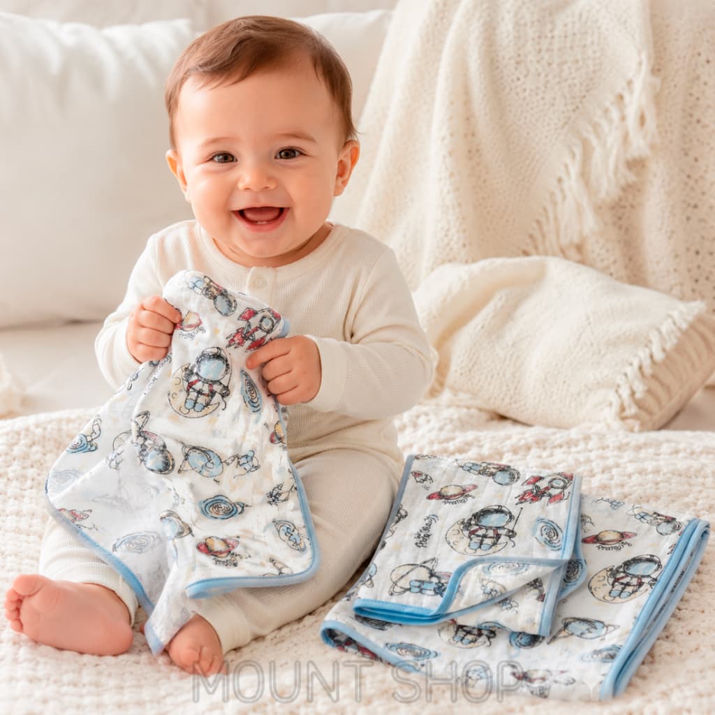 Kit 3 Fraldas de Boca Bebê 100% Algodão Estampadas Macias 30x34 Enxoval Infantil Maternidade