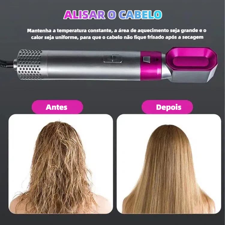 Ferramenta de modelagem de cabelo 5 em 1 Secador de cabelo multifuncional e modelador de cachos com temperatura ajustáve