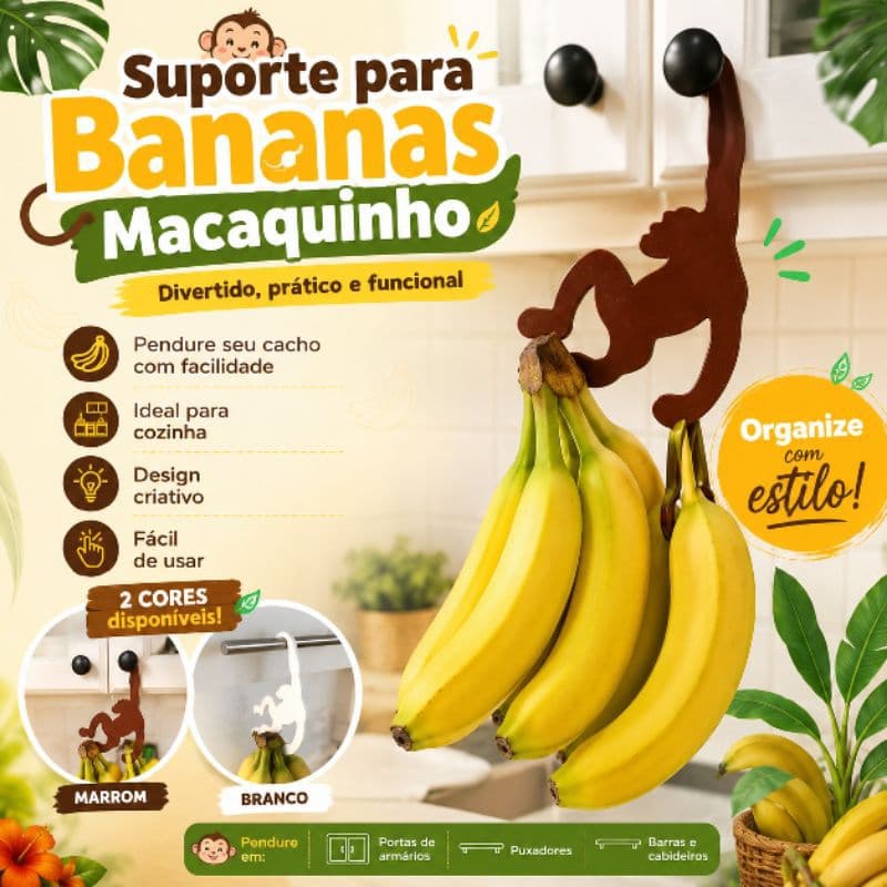 Suporte para Bananas Macaquinho Organizador de Cozinha Impressão 3D
