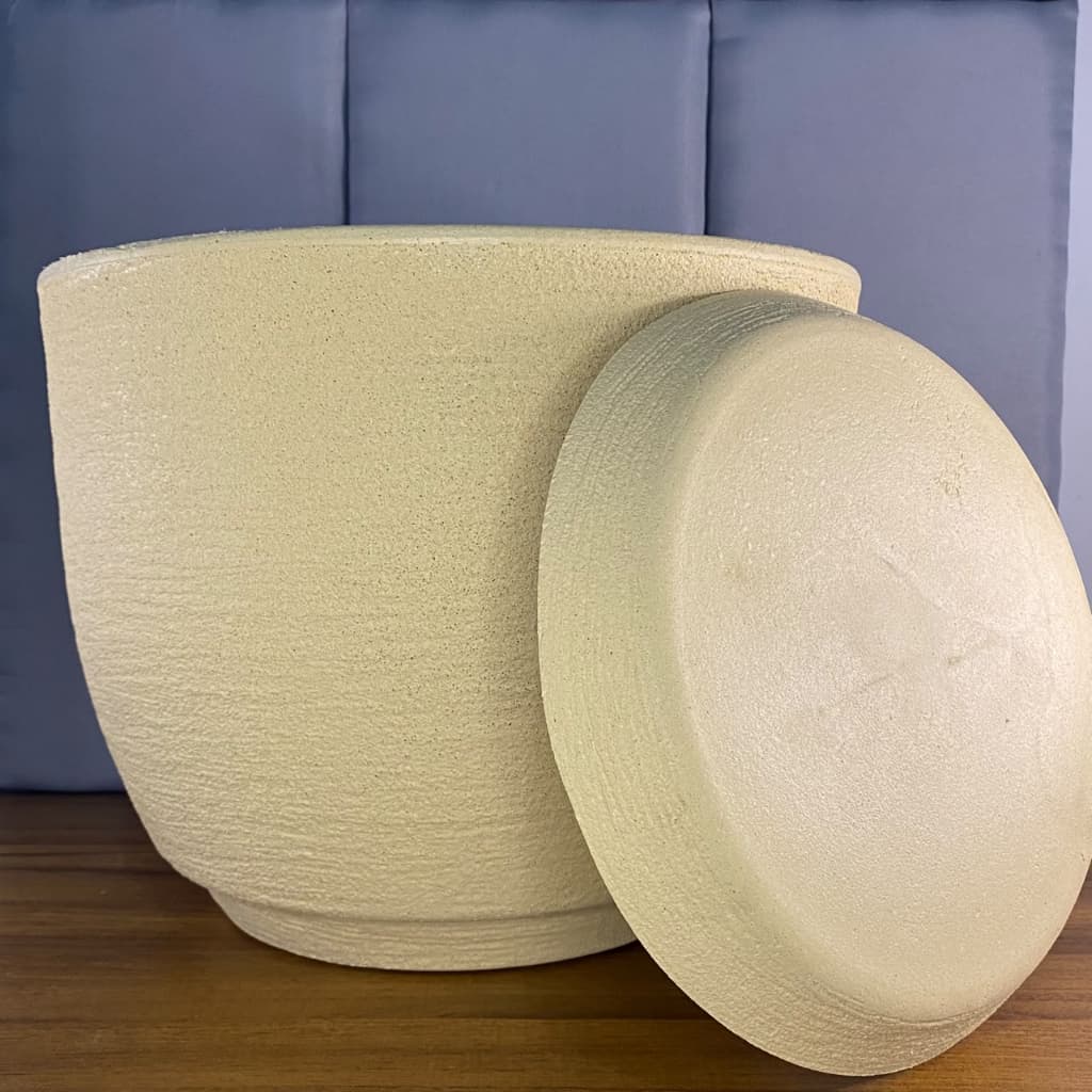 Vaso Planta Polietileno Redondo Bojo Escovado N2 34x26 Prato Coletor Casa Jardim Decorativo