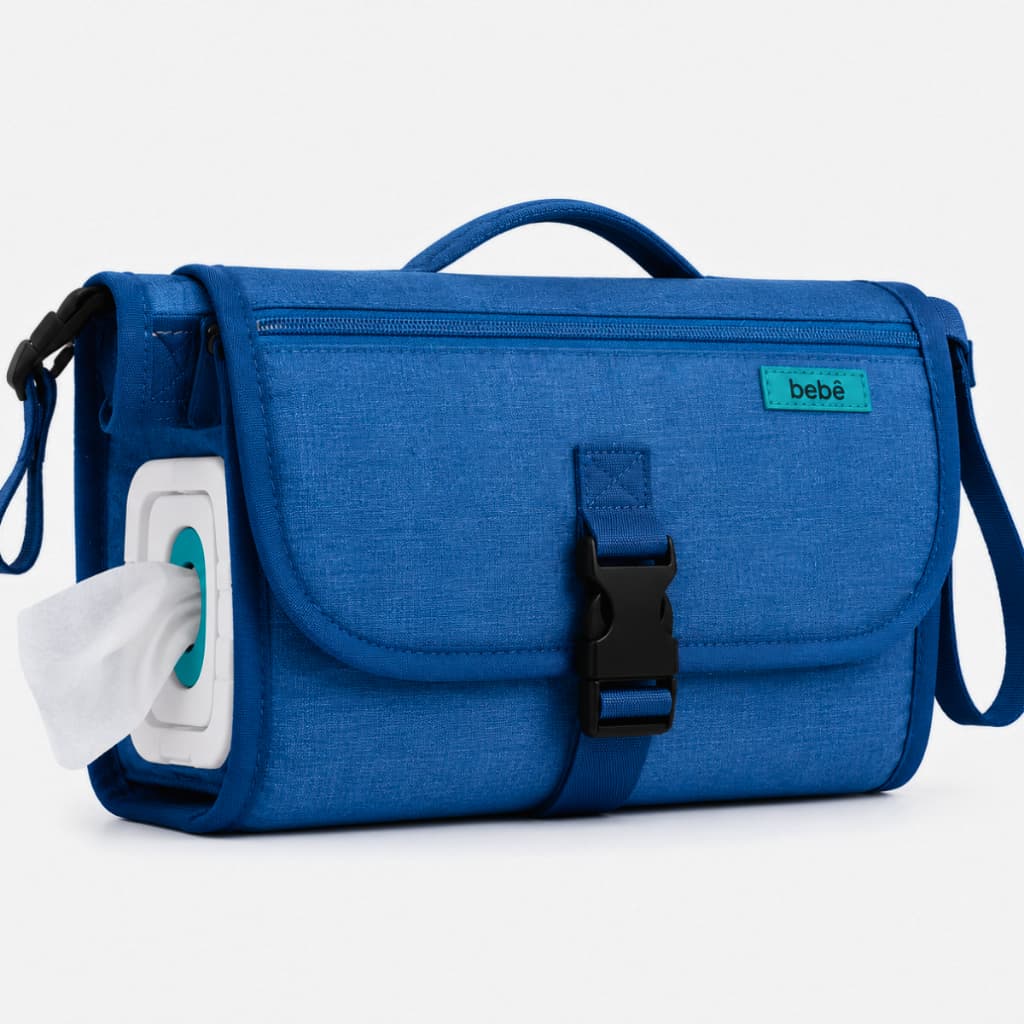 Bolsa Maternidade Trocador de Fraldas Portátil Impermeável com Porta Lenços e Bolsos Organizadores Dobrável Premium AZUL