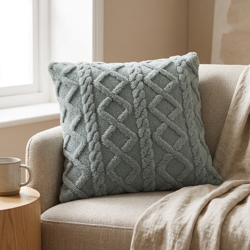 CAPA DE ALMOFADA ALTO RELEVO 45X45 CM – DECORAÇÃO, SALA, QUARTO