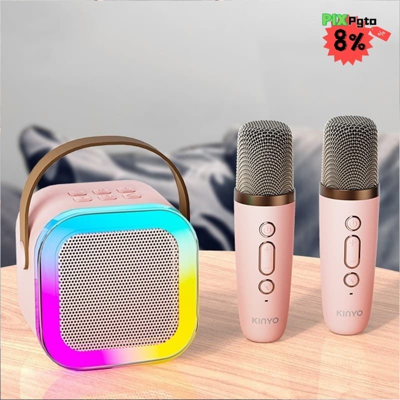 Caixa De Som C/ Microfones Karaokê Bluetooth K12 - Brincadeiras em Família