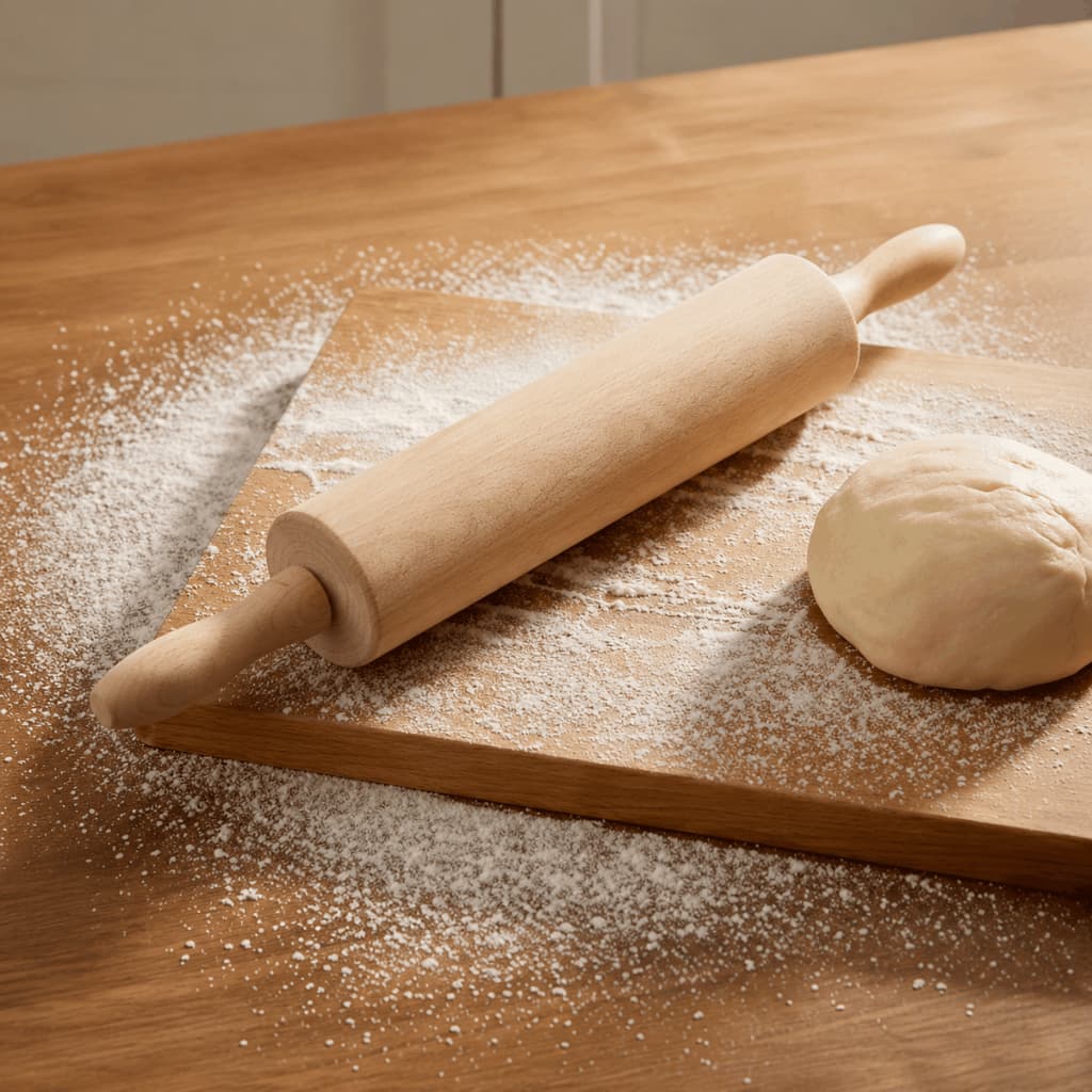 Rolo de Massa de Madeira 22cm para Abrir Massas Pizza Pastel Pão Biscoitos Cozinha Prático Resistente