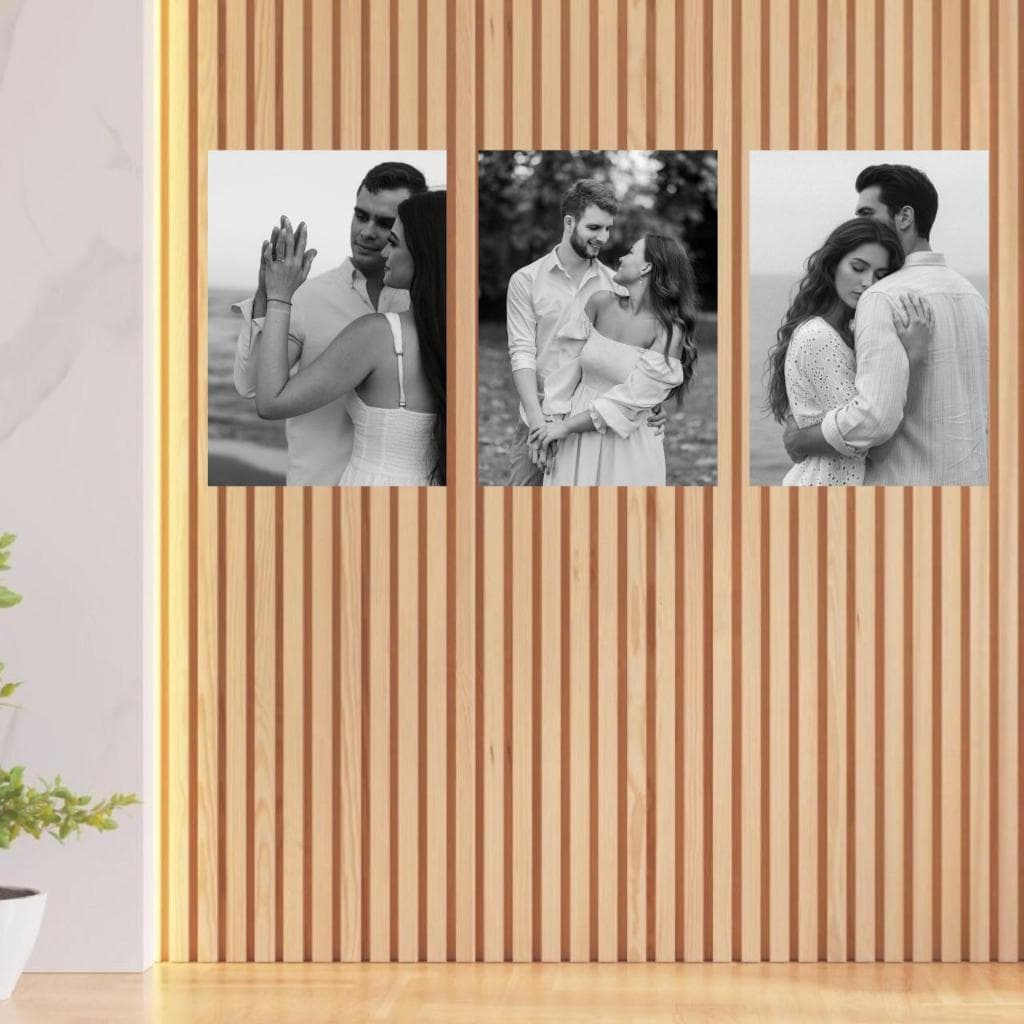 Quadro Decorativo 3 Peças com Foto Personalizada Presente Criativo Casal Namoro e Casamento