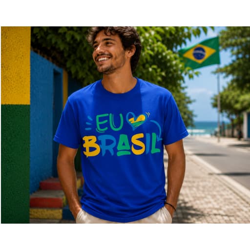 Camiseta em algodão unissex -amo meu Brasil