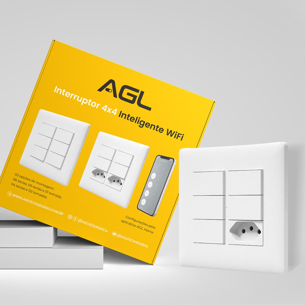 Interruptor e tomada 4x4 inteligente com wifi AGL
