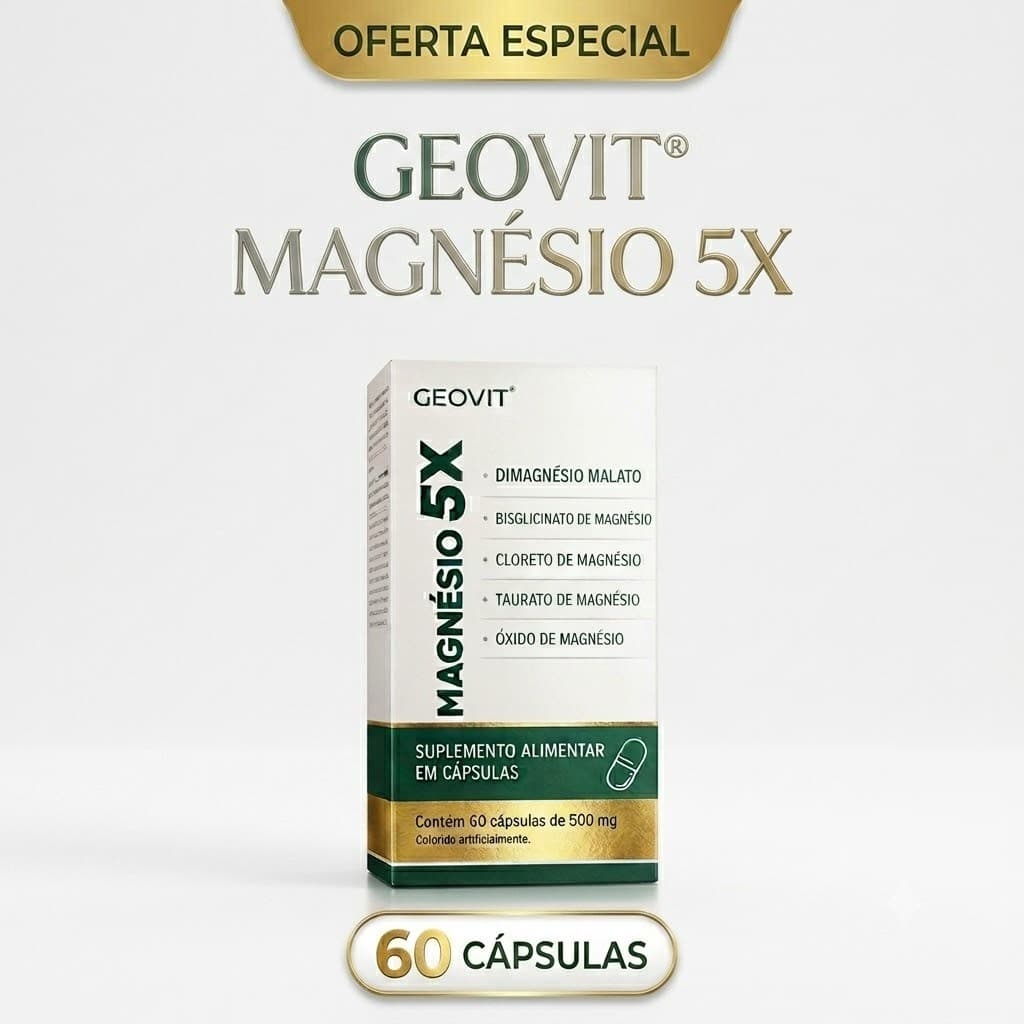 Suplemento Alimentar Magnésio 5x Com 60 Cápsulas de 500mg