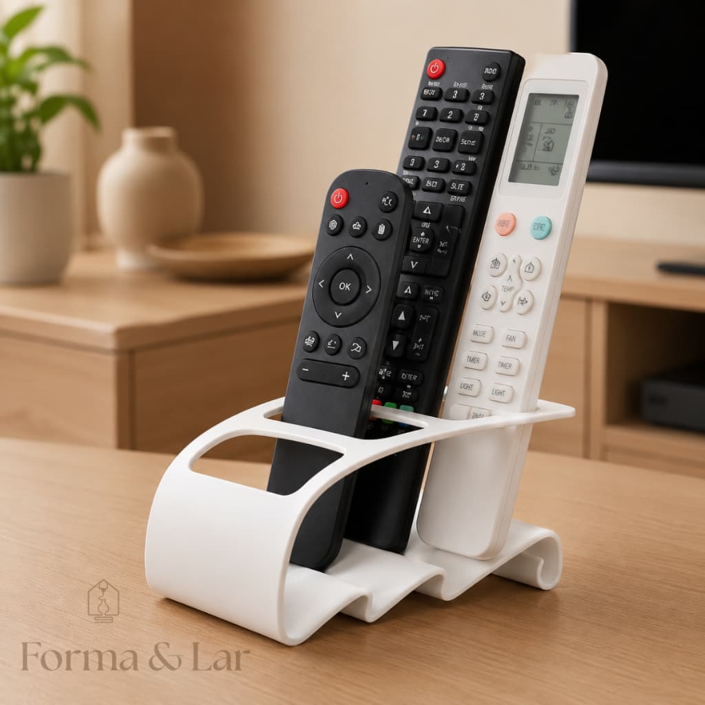 Suporte Porta Controle Remoto Organizador Mesa Rack Sala TV Universal 3 Controles  Moderno Casa luxo