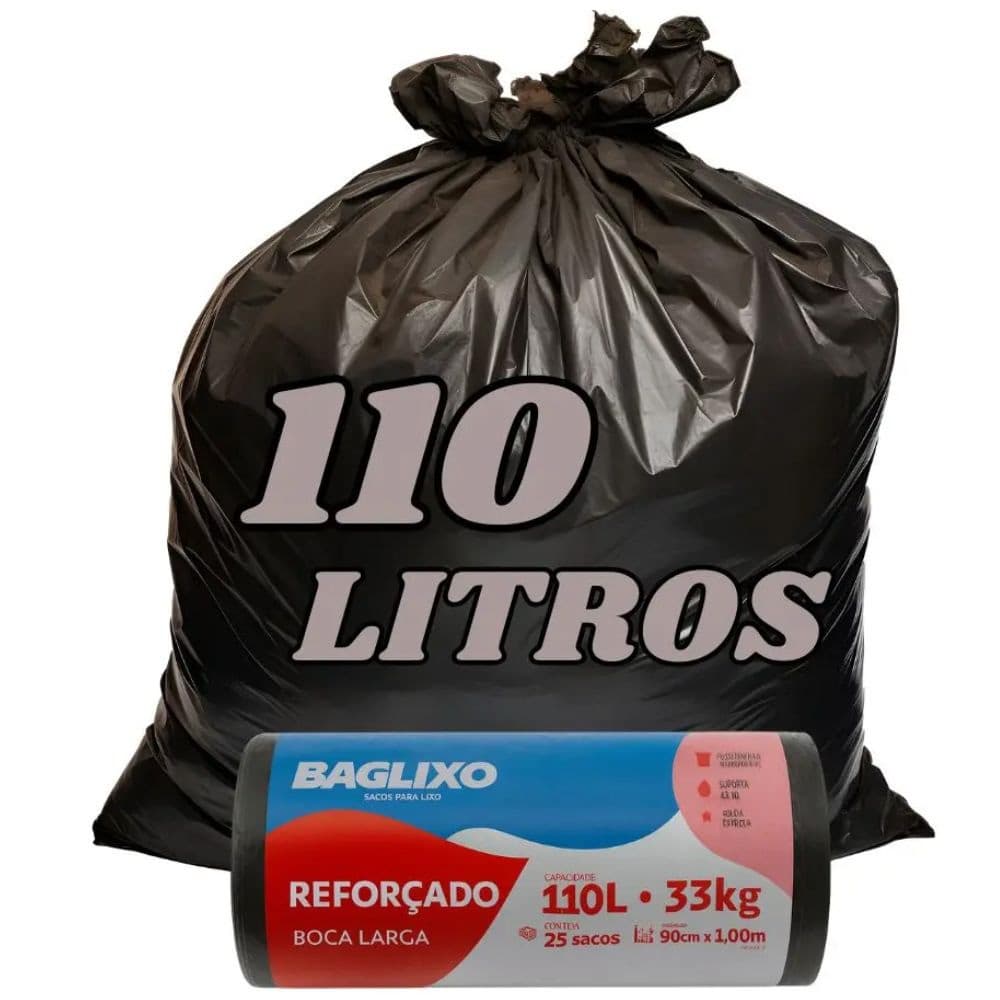 SACO DE LIXO ROLO PRETO REFORÇADO 110L - C/25UN