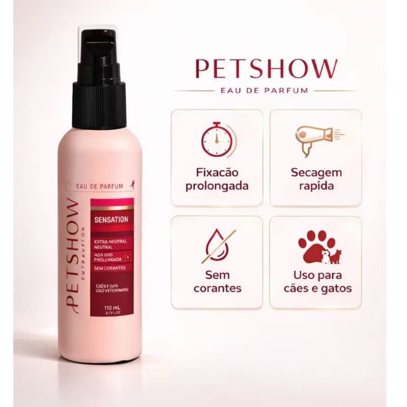 Perfume Pet Show Cachorro Gato 110ml Alta Fixação Pet Shop