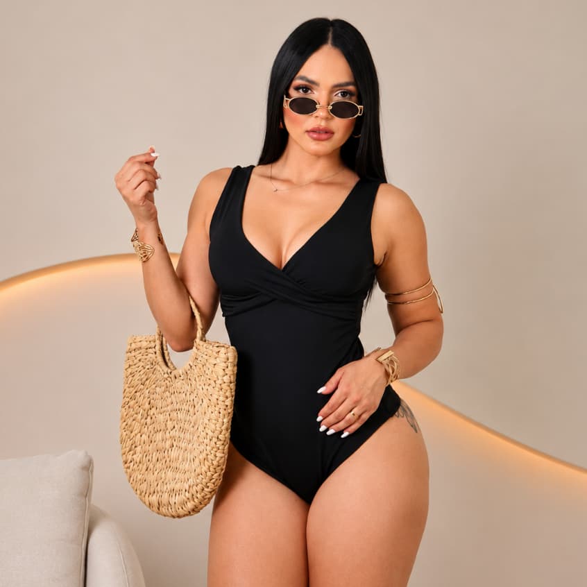 Maiô Body Modelador Afina Cintura Feminino Elegante Confortável Piscina, Praia, Dia Dia Verão 2026