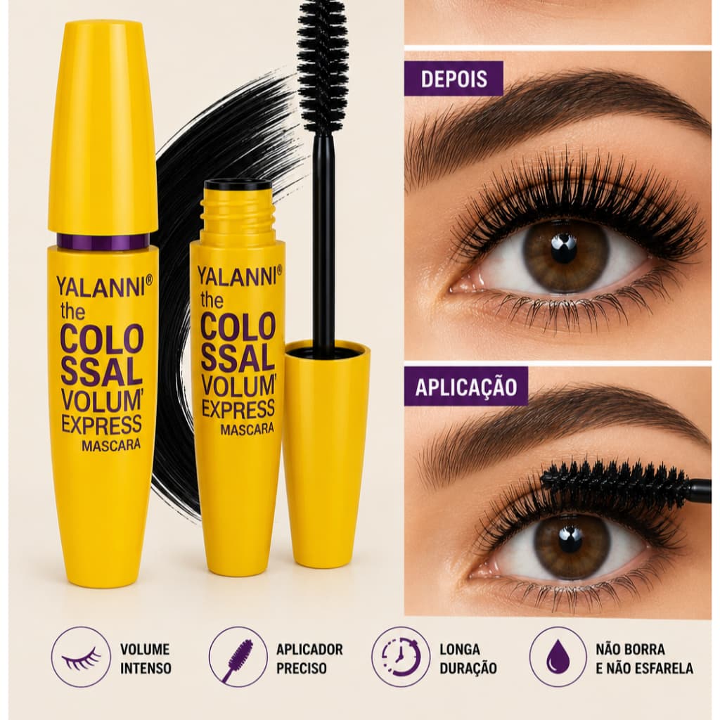 Máscara de Cílios The Colossal Volume Express Yalanni | Rímel Preto Volume Intenso e Alongamento