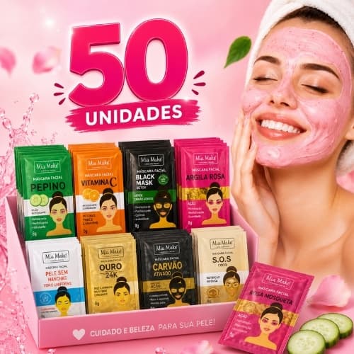 Kit com 50 Unidades  Sache Máscaras Cremes Faciais Limpeza Facial Skin Care