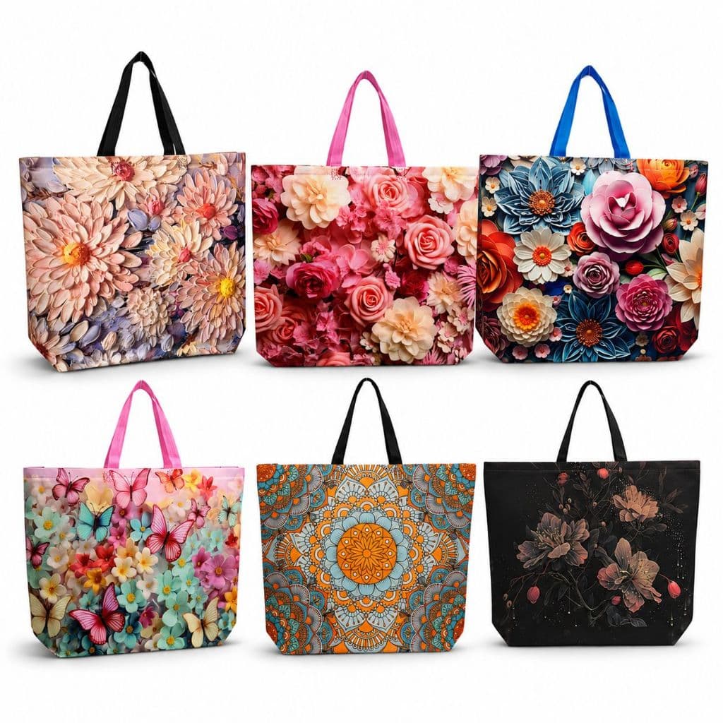Sacola Feminina Ecobag Pequena Bolsa Para Dia a Dia Mercado Feira Presente Reutilizável de Poliester