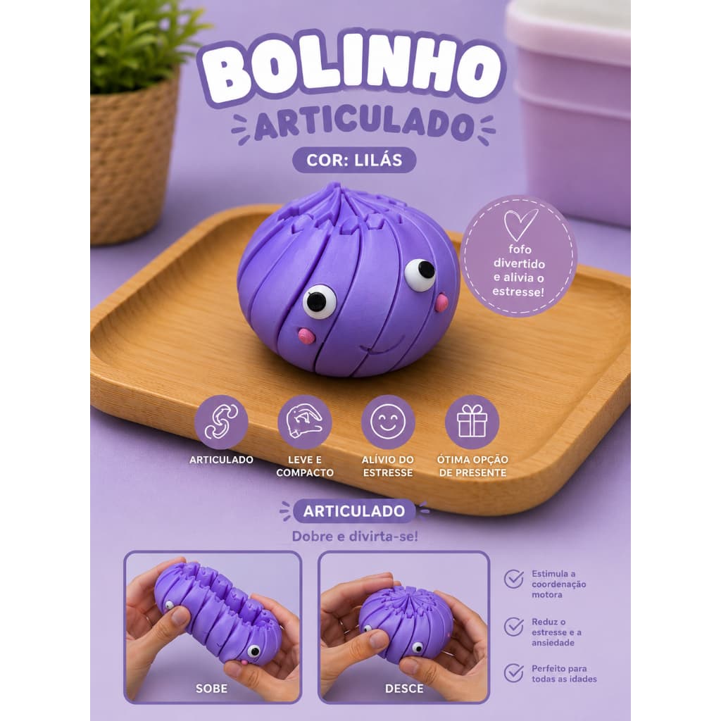 Brinquedo Bolinho Articulado  Flexível – Impressão 3D